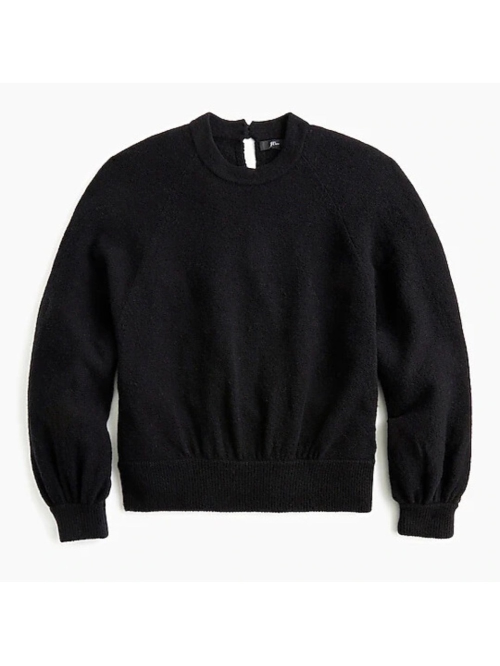 J. Crew Crewneck Gathered Sweater in Supersoft Yarn Wool Alpaca Black Size Small